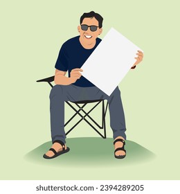 Man holding a billboard, used with a billboard