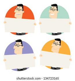 Man holding blank board