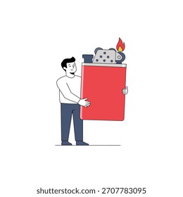 Hombre sosteniendo un tablero en blanco, Hombre sosteniendo una canción en blanco, Vector de diseño creativo, arte conceptual de Vector, diseño conceptual