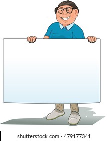 Man Holding a Blank Display Board