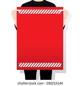 man holding a blank paper ,vector illustration