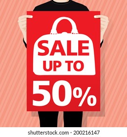 man holding a blank paper ,vector illustration