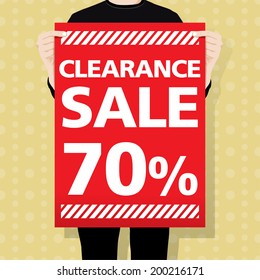 man holding a blank paper ,vector illustration
