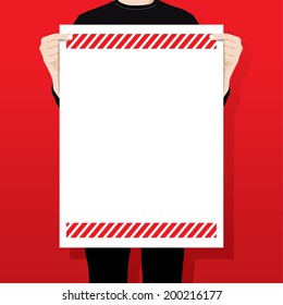 man holding a blank paper ,vector illustration