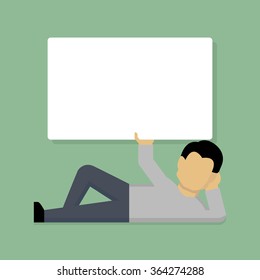 Man holding blank paper, vector