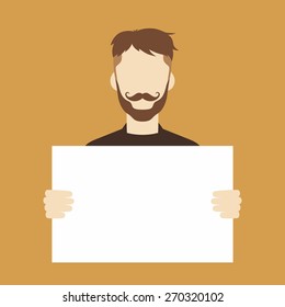 man holding blank sign