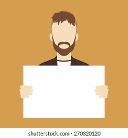 man holding blank sign