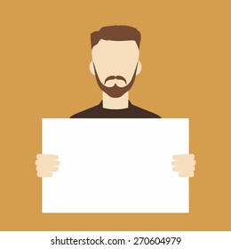 man holding blank sign