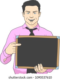 A man holding a board.