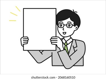 A man holding up a board to make a presentation