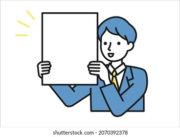 A man holding up a board to make a presentation