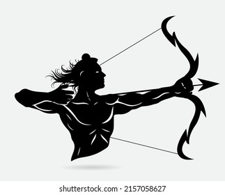 man holding bow arrow vector illustration