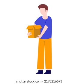 Man holding box character.vector design.