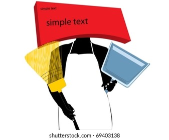 man holding a broom and dustpan