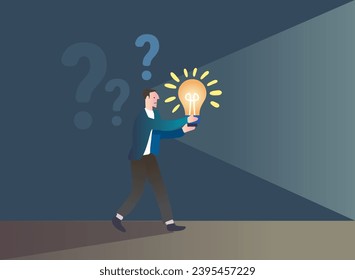 man holding a bulb light walking