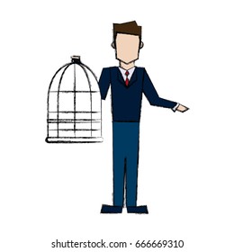 man holding a cage empty veterinary concept