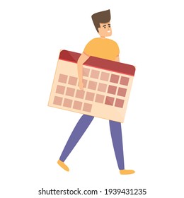 Man holding Calendar,  time management icon. Cartoon of Calendar time management vector icon for web design isolated on white background