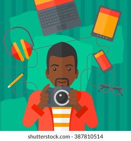 Man holding camera.