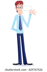 man holding a card