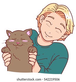 Man holding cat