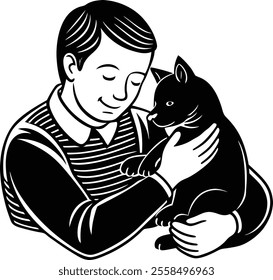 A man holding a cat in his arms