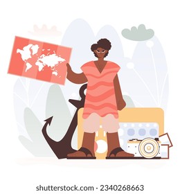 Man Holding a Chart, Uncovering Progressed Skylines, Getting a handle on the Endeavor of Travel and the Ask of Looking at the World.