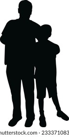 a man holding child, silhouette vector