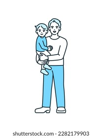 A man holding a child. Vector illustration stock of a young dad.