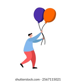 Man Holding Colorful Balloons, Celebrating a Special Occasion