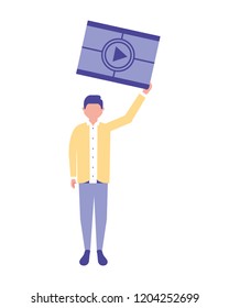 man holding countdown strip movie film