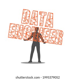 Man holding data engineer text in his hands