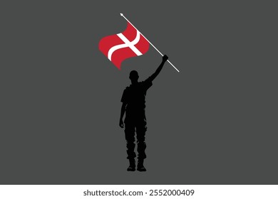 A Man holding a Denmark flag, Denmark flag vector graphic, Denmark country flag is a symbol of freedom, National Denmark flag, vector illustration
