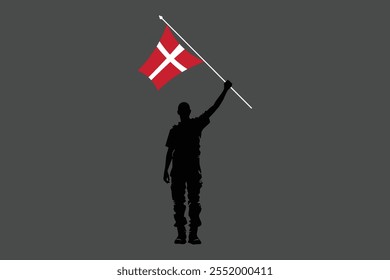 A Man holding a Denmark flag, Denmark flag vector graphic, Denmark country flag is a symbol of freedom, National Denmark flag, vector illustration
