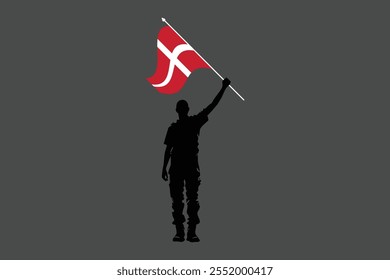 A Man holding a Denmark flag, Denmark flag vector graphic, Denmark country flag is a symbol of freedom, National Denmark flag, vector illustration
