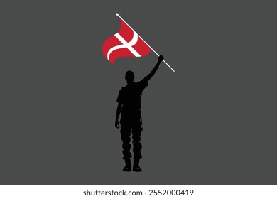 A Man holding a Denmark flag, Denmark flag vector graphic, Denmark country flag is a symbol of freedom, National Denmark flag, vector illustration
