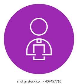 Mann, der eine digitale Tablettenlinie hält Symbol.