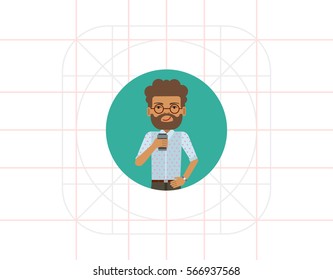 Man holding disposable coffee cup