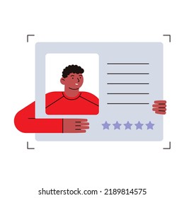 A man holding document frame. Isolated vector illustration .