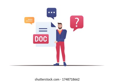 hombre que contiene la ilustración vectorial del documento. aislado en fondo blanco