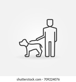 Man holding a dog on a leash icon or symbol in thin line style