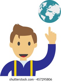 The man holding earth