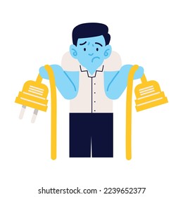hombre con un enchufe eléctrico