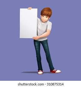 Man holding empty banner illustration