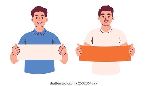 Man Holding Empty Blank Banner Sign