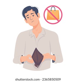 Man holding empty wallet, modern flat illustration 