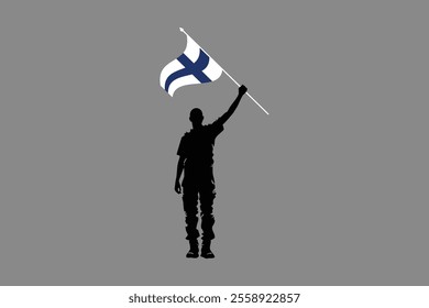 A Man holding a Finland flag, Finland flag vector graphic, Finland country flag is a symbol of freedom, National Finland flag, vector illustration
