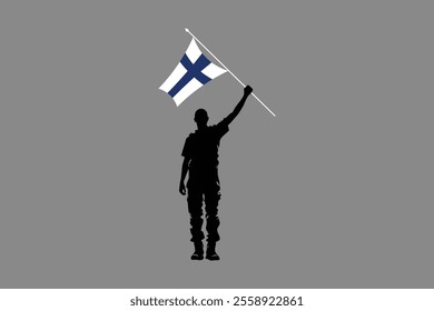 A Man holding a Finland flag, Finland flag vector graphic, Finland country flag is a symbol of freedom, National Finland flag, vector illustration
