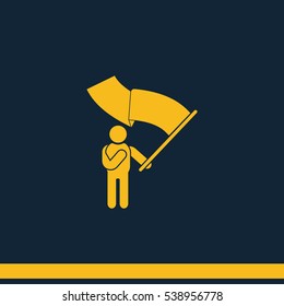 Man holding a flag.