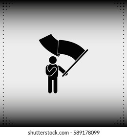 Man holding a flag.