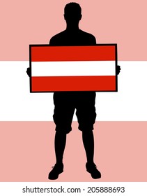 man holding a flag of austria, vector